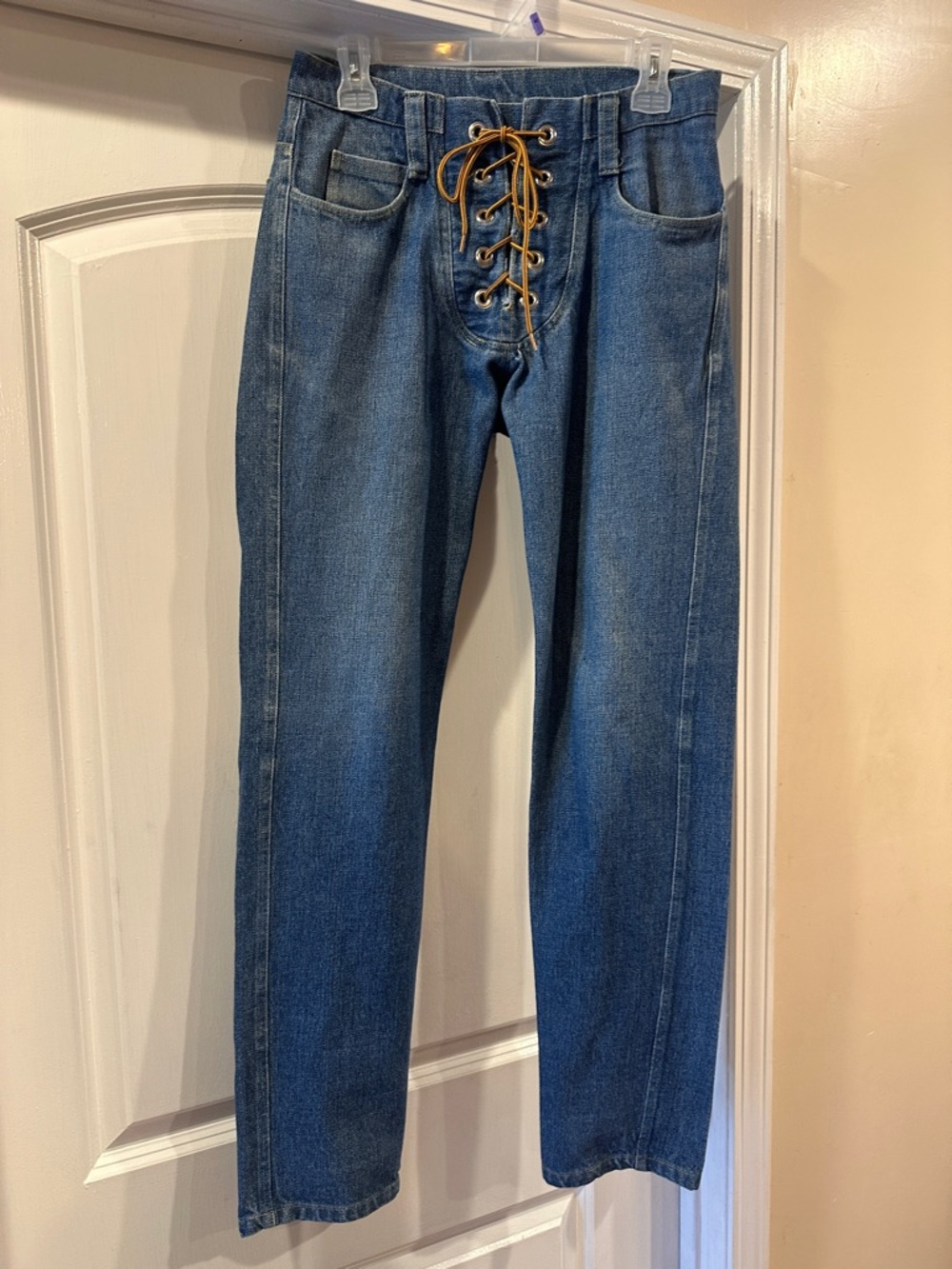 Classic Blue Lace-Up Men's Jeans